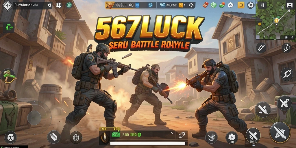 Tangkapan layar utama menampilkan aksi gameplay Battle Royale yang seru.