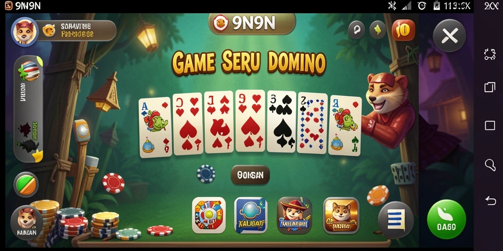 Tampilan gameplay menarik dari game Domino 9N9N dengan grafik yang menawan.