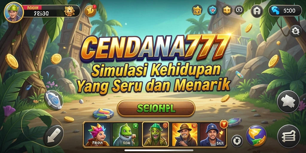 Tangkapan layar gameplay CENDANA777 menunjukkan interaksi seru antar karakter.