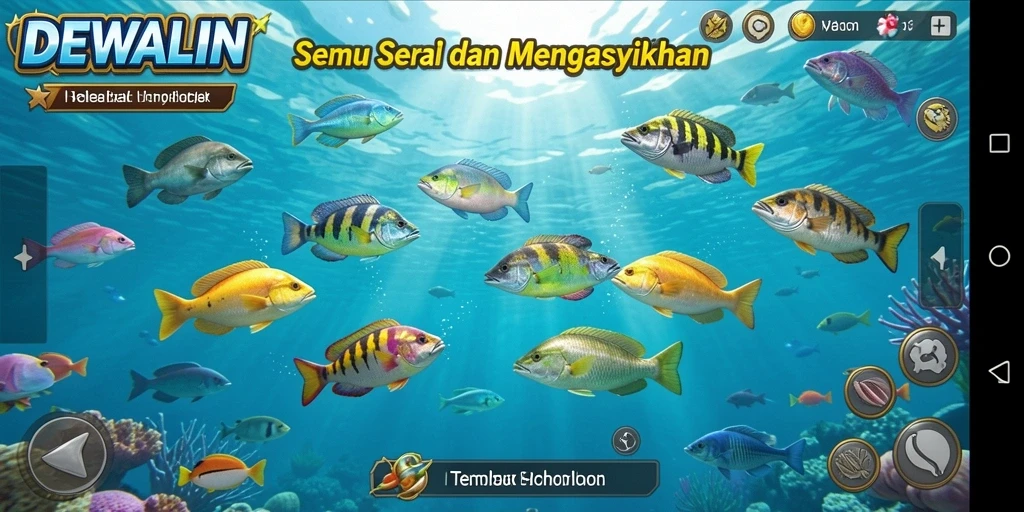 Screenshot DEWALIN yang menampilkan keseruan menangkap ikan.