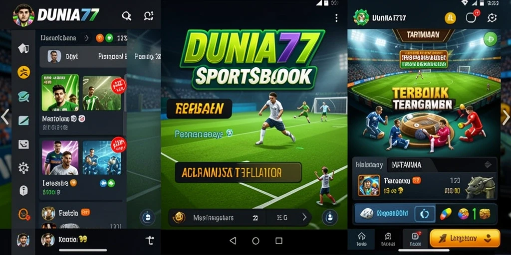 Tampilan menarik dari aplikasi DUNIA77 dengan berbagai pilihan taruhan.