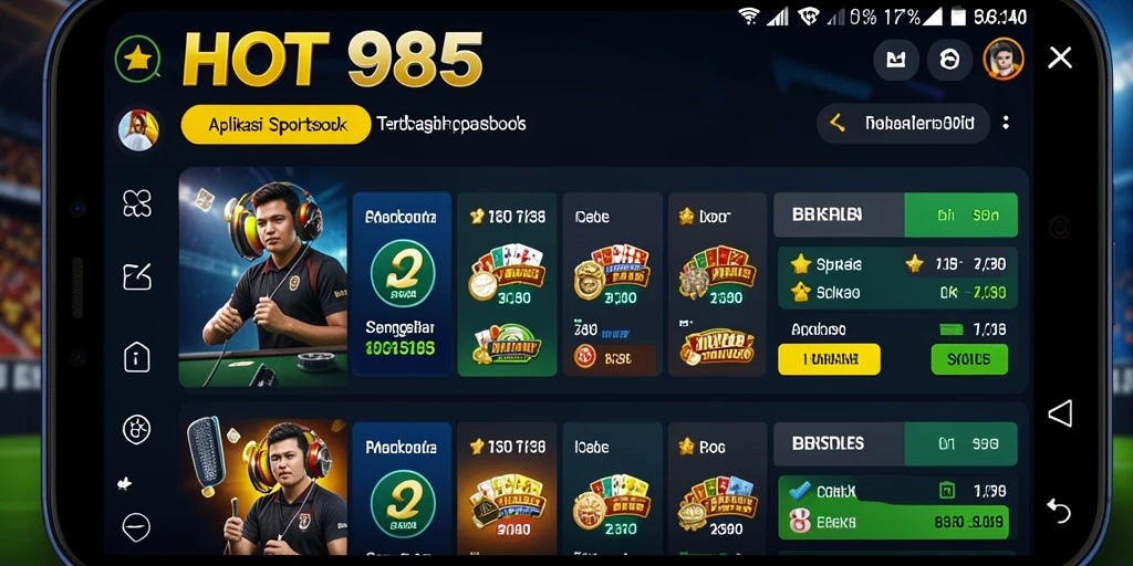 Tampilan gameplay dari aplikasi Sportsbook HOT985 yang menarik dan interaktif.