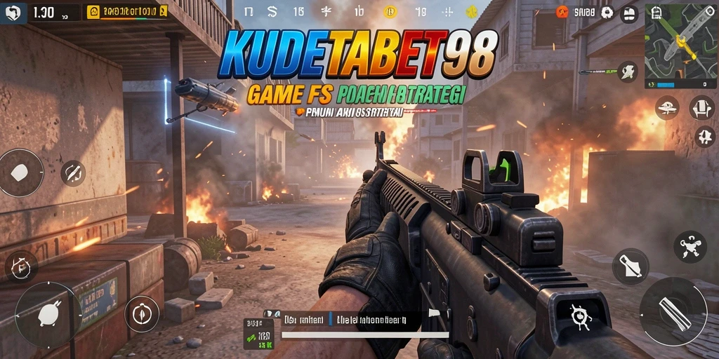 Tangkapan layar gameplay KUDETABET98 menampilkan aksi tembak-menembak yang intens.