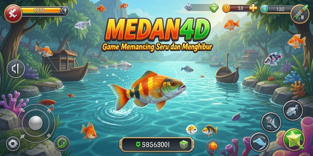 Tampilan gameplay yang menakjubkan dari MEDAN4D, dengan aksi memancing yang seru.