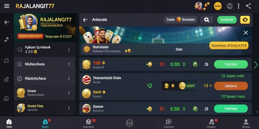 Screenshot gameplay RAJALANGIT77 menampilkan antarmuka taruhan olahraga yang menarik.