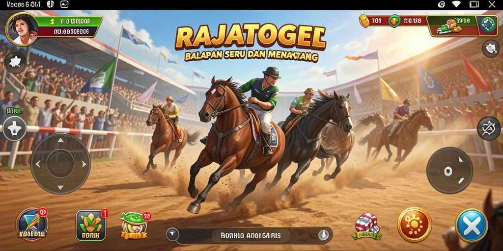 Tangkapan layar yang menunjukkan aksi balapan seru di RAJATOGEL.
