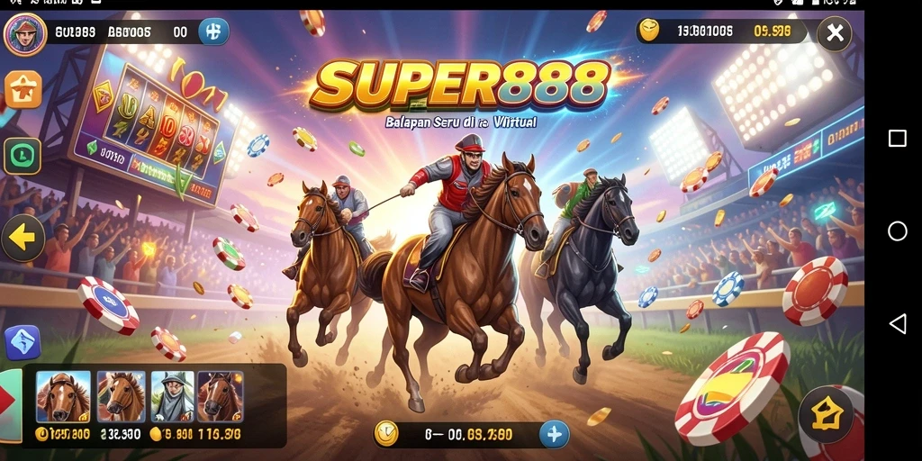 Tampilan gameplay SUPER88 dengan mobil balap yang cepat dan menantang.